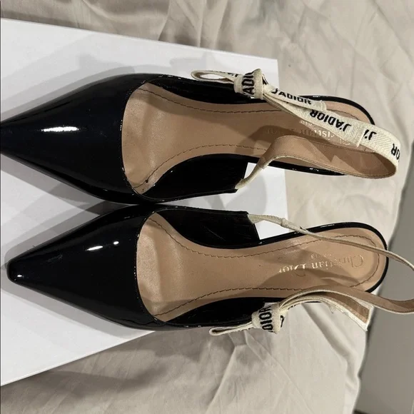 Dior Black Patent Leather Slingback Heels - Picture 1 of 7